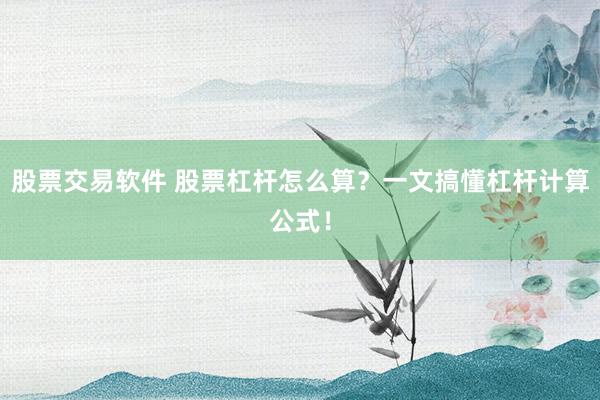 股票交易软件 股票杠杆怎么算？一文搞懂杠杆计算公式！