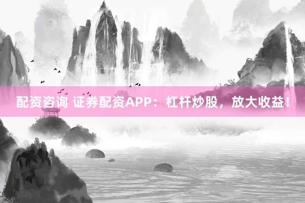 配资咨询 证券配资APP：杠杆炒股，放大收益！