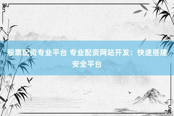 股票配资专业平台 专业配资网站开发：快速搭建安全平台