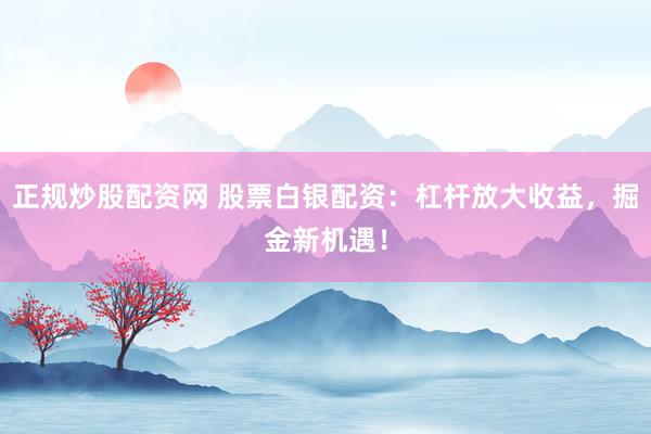正规炒股配资网 股票白银配资：杠杆放大收益，掘金新机遇！