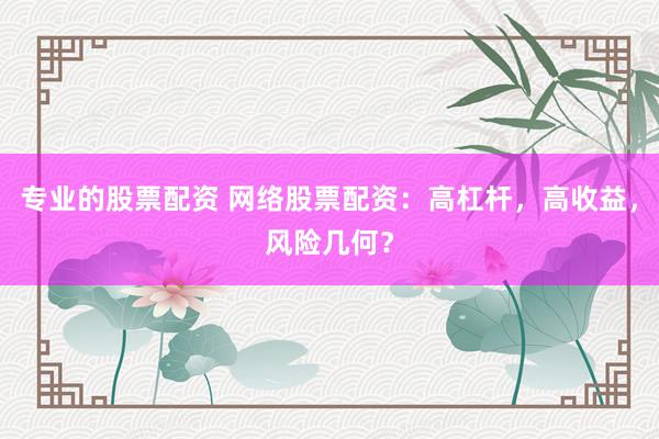 专业的股票配资 网络股票配资：高杠杆，高收益，风险几何？