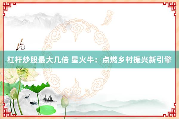 杠杆炒股最大几倍 星火牛：点燃乡村振兴新引擎