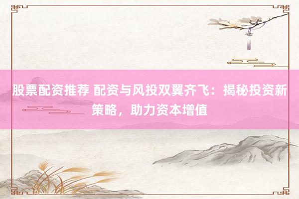 股票配资推荐 配资与风投双翼齐飞：揭秘投资新策略，助力资本增值