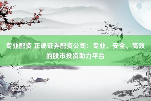 专业配资 正规证券配资公司：专业、安全、高效的股市投资助力平台