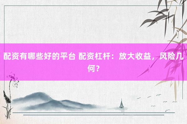 配资有哪些好的平台 配资杠杆：放大收益，风险几何？