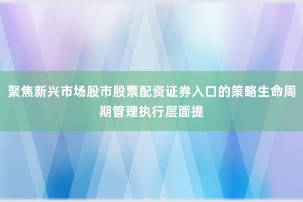 聚焦新兴市场股市股票配资证券入口的策略生命周期管理执行层面提