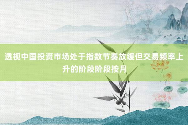 透视中国投资市场处于指数节奏放缓但交易频率上升的阶段阶段按月