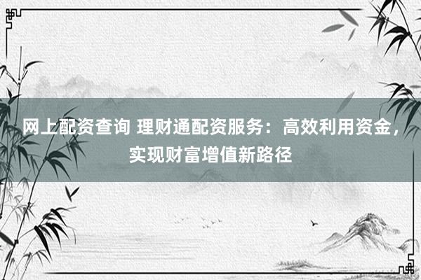 网上配资查询 理财通配资服务:高效利用资金,实现财富增值新路径