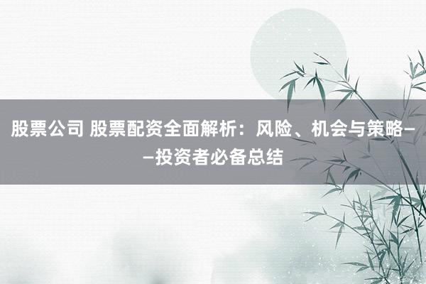 股票公司 股票配资全面解析：风险、机会与策略——投资者必备总结