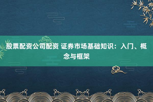 股票配资公司配资 证券市场基础知识：入门、概念与框架