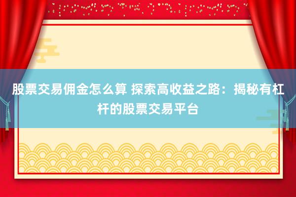 股票交易佣金怎么算 探索高收益之路：揭秘有杠杆的股票交易平台