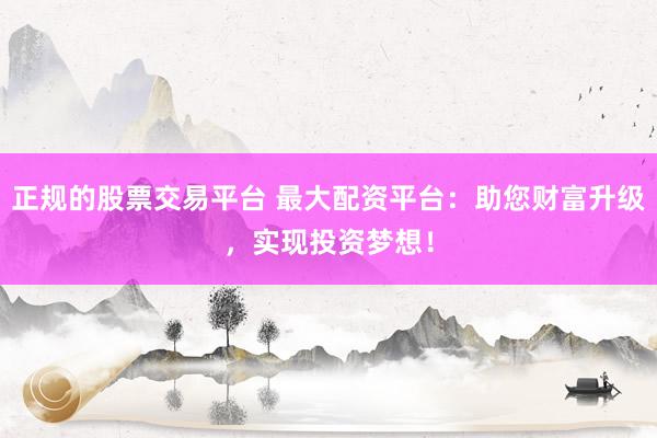 正规的股票交易平台 最大配资平台：助您财富升级，实现投资梦想！