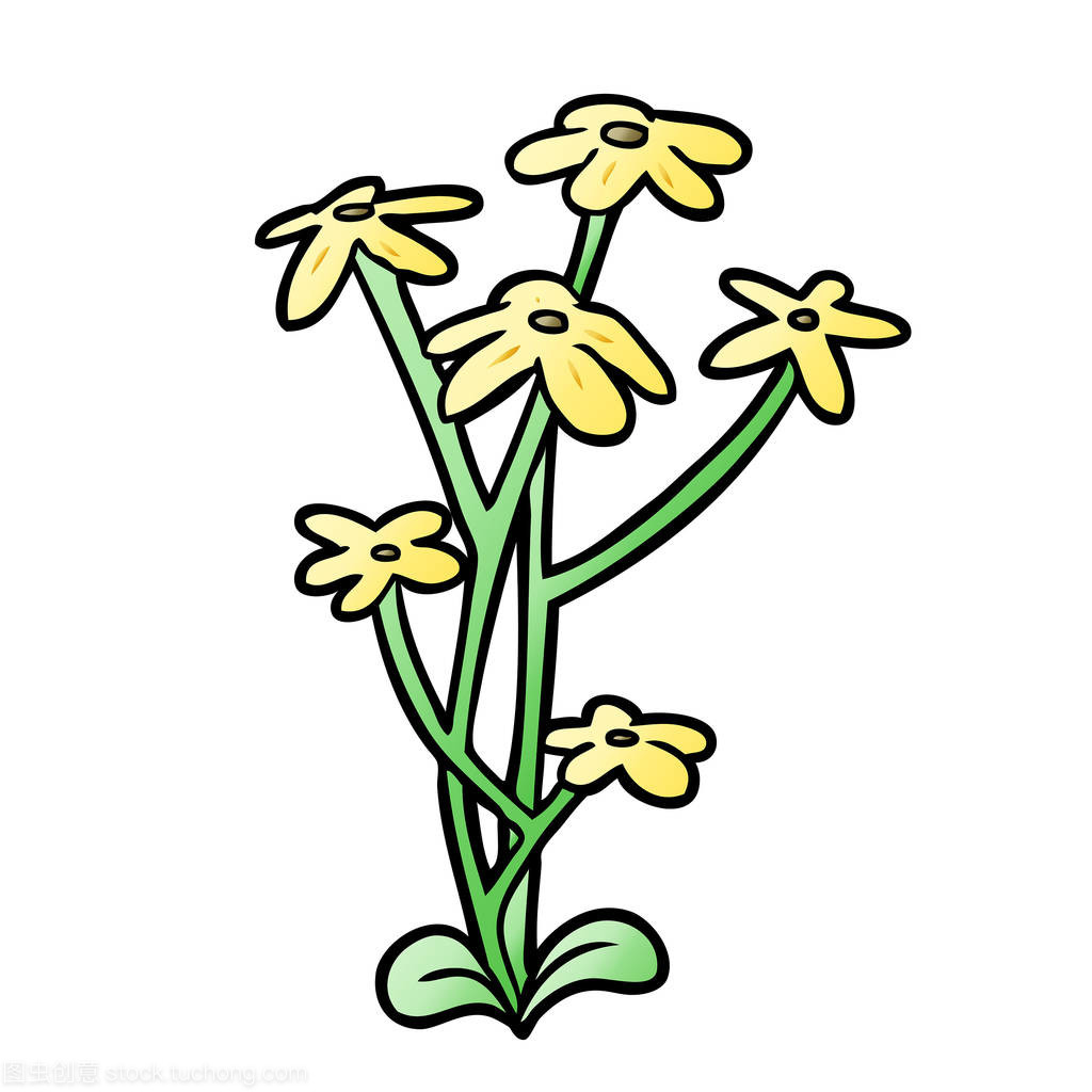 卡通花卉的矢量插图