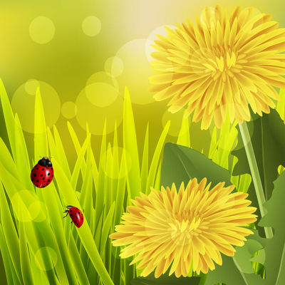 矢量花卉背景图片素材-矢量春季蒲公英背景插画-eps格式-未来素材下载
